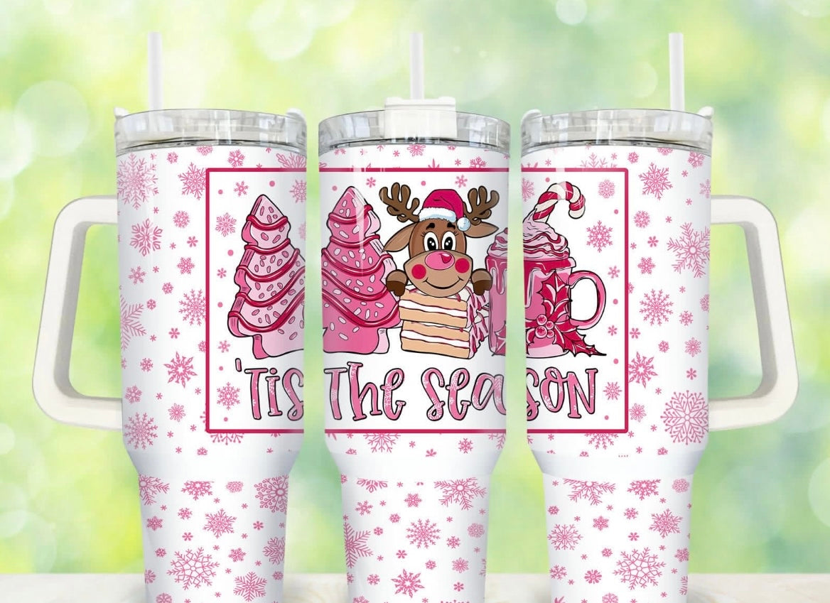Tis The Season Pink 40oz Tumbler