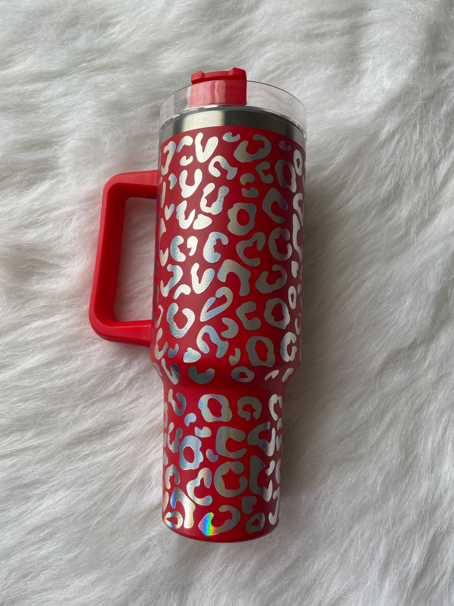 Red Iridescent Leopard Tumbler