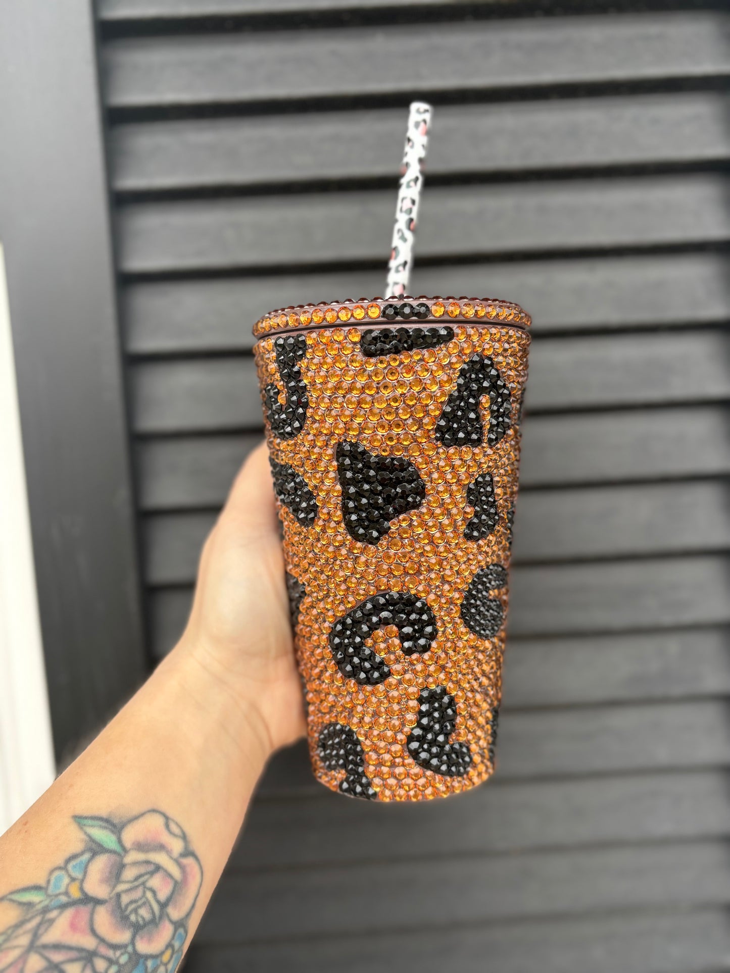 16oz Leopard Rhinestone Tumbler