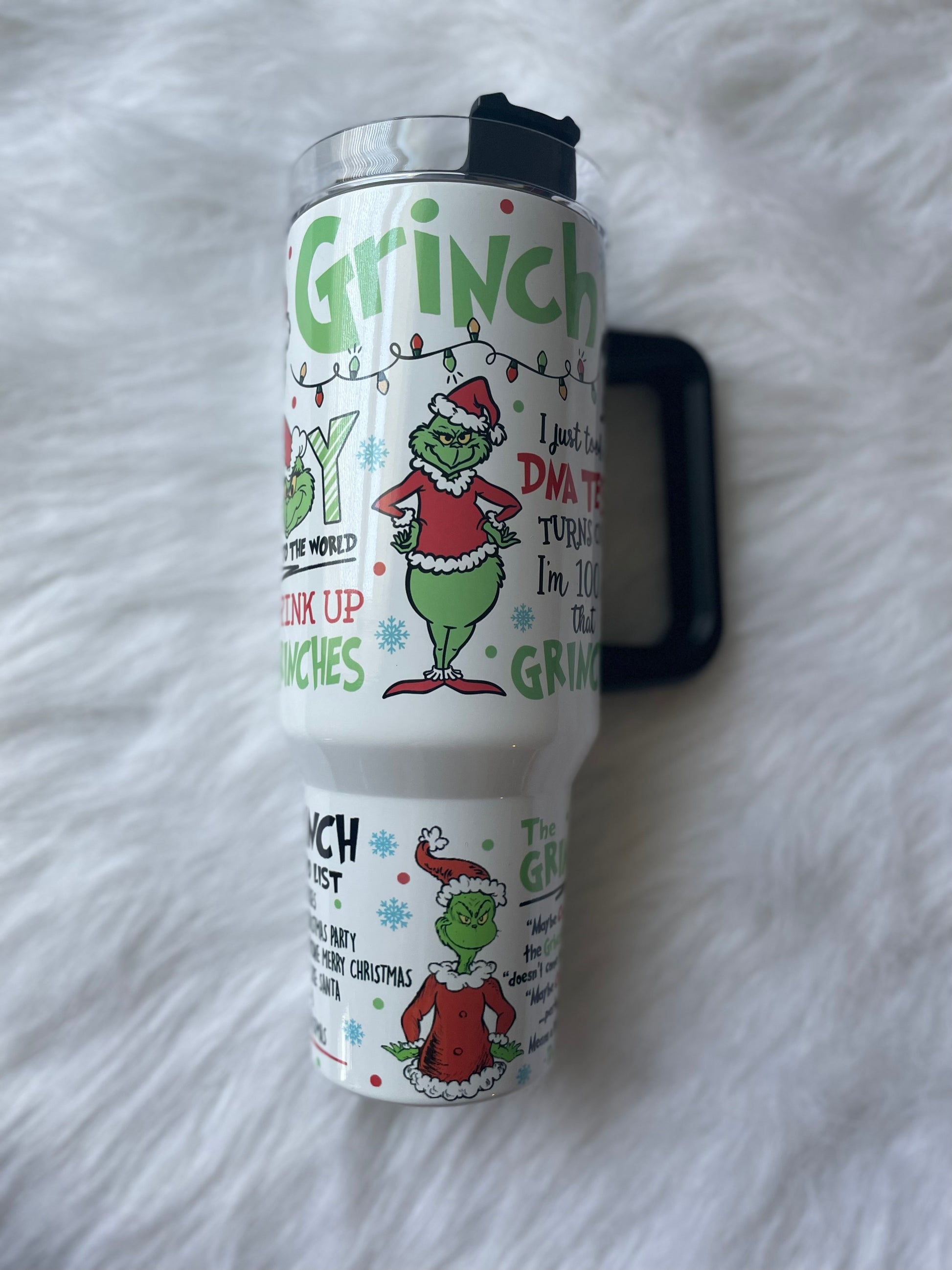 40oz Grinch Glass Tumbler With Lid and Straw