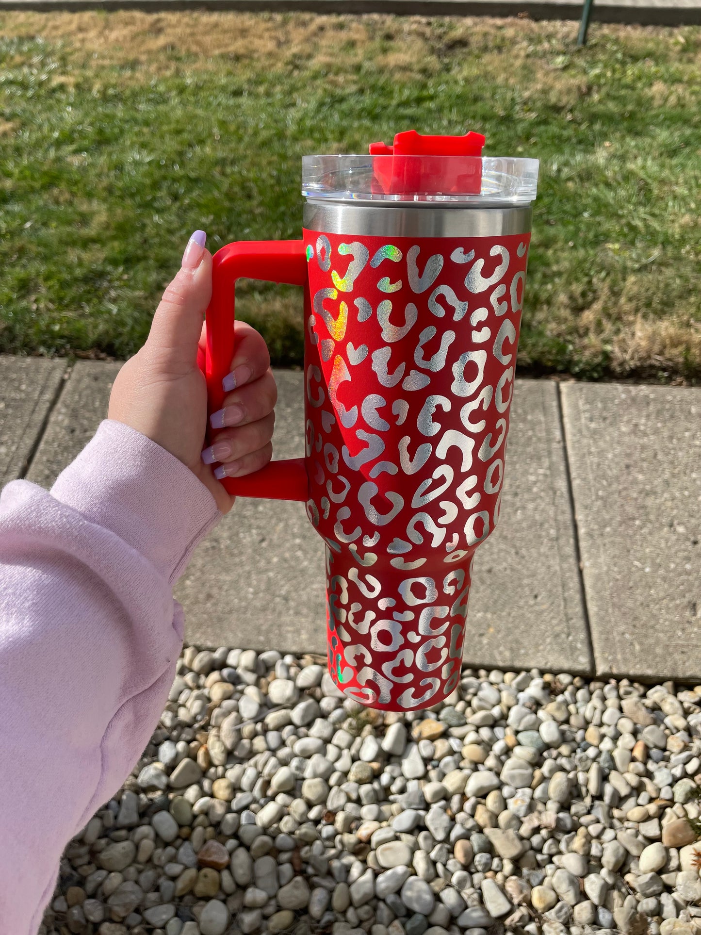 Red Iridescent Leopard Tumbler