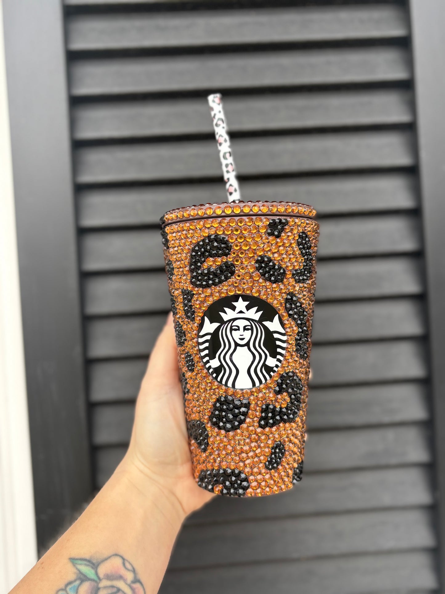 16oz Leopard Rhinestone Tumbler