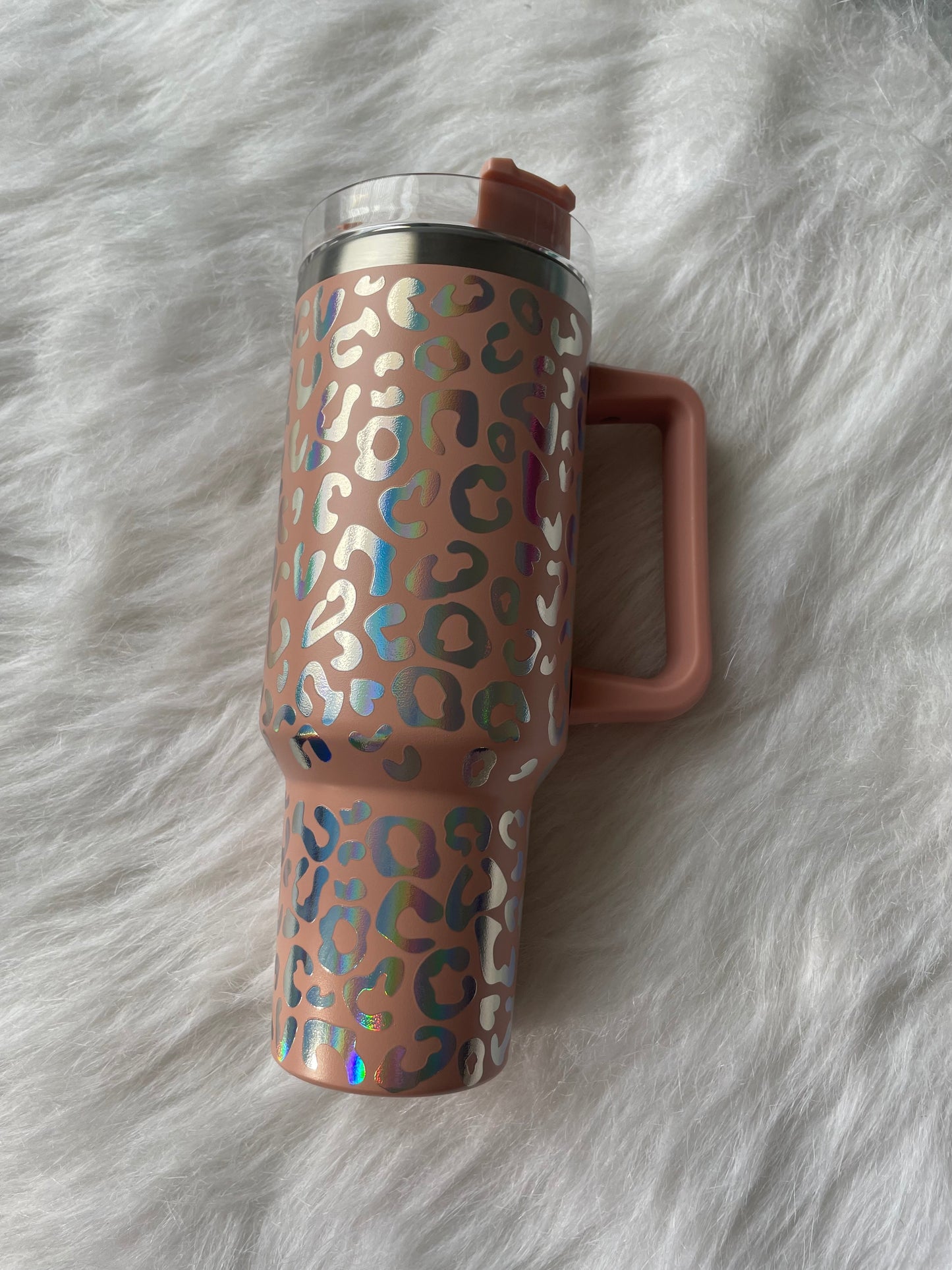 Peach Iridescent Leopard Tumbler