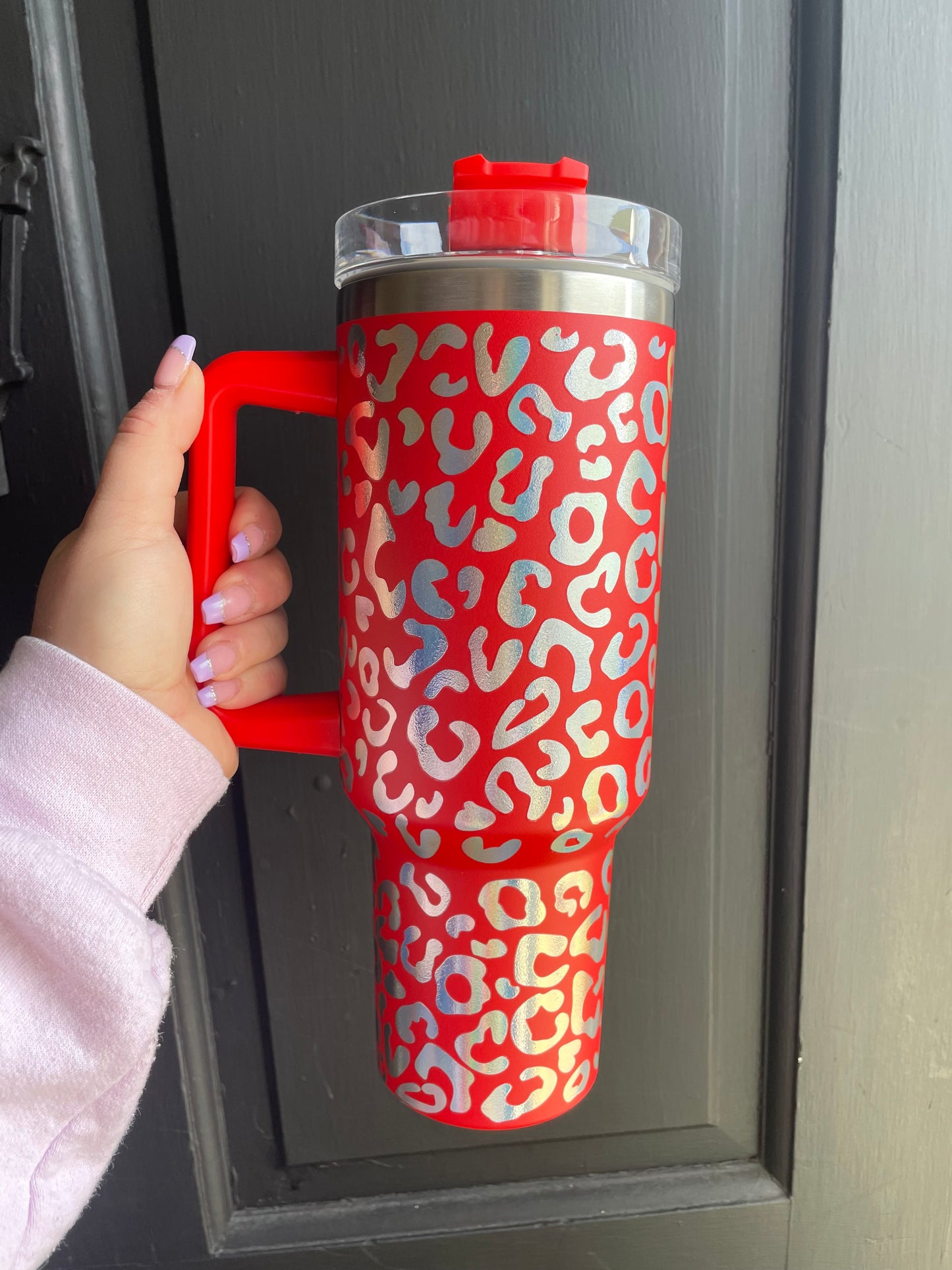 Red Iridescent Leopard Tumbler