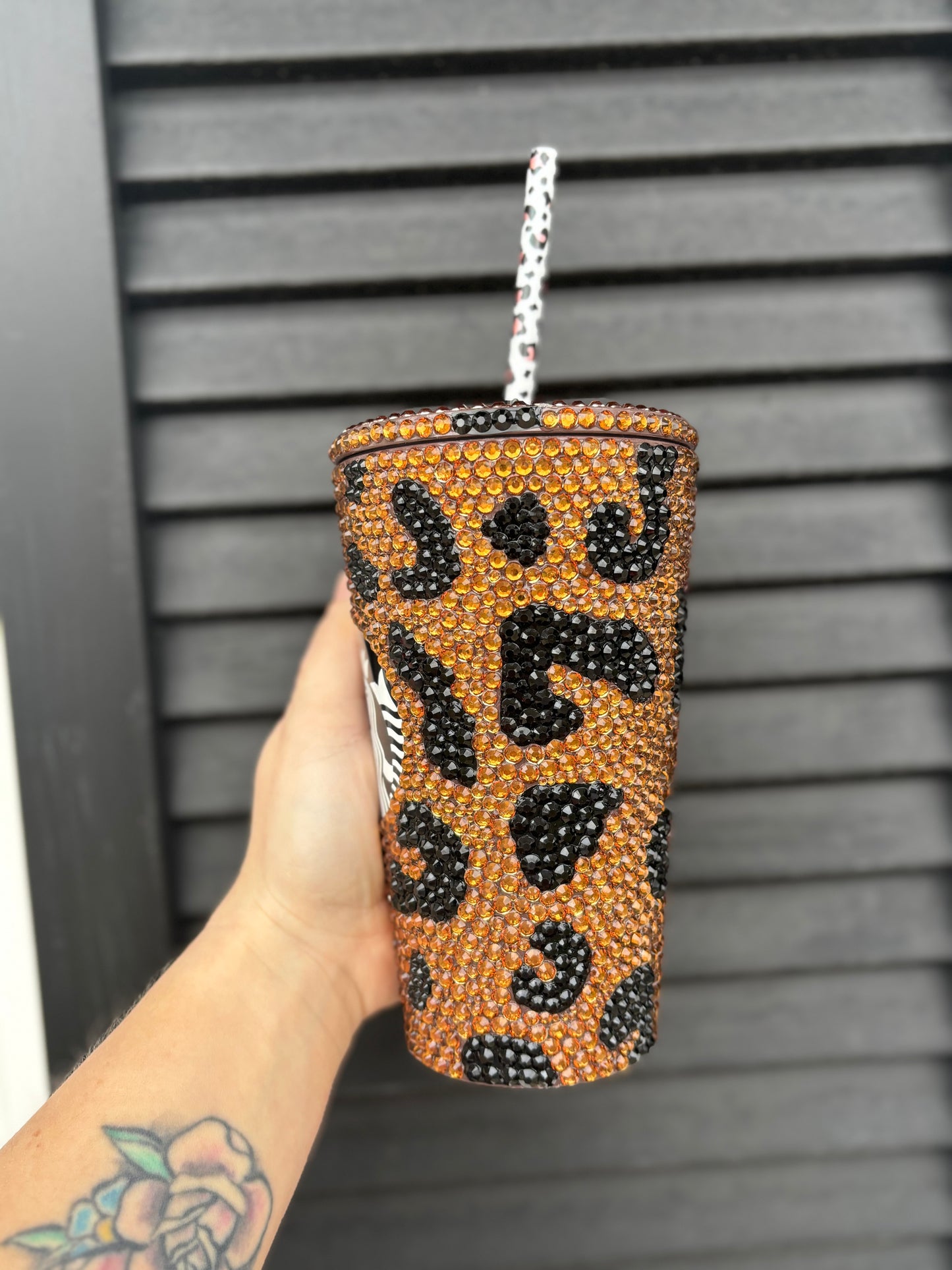 16oz Leopard Rhinestone Tumbler