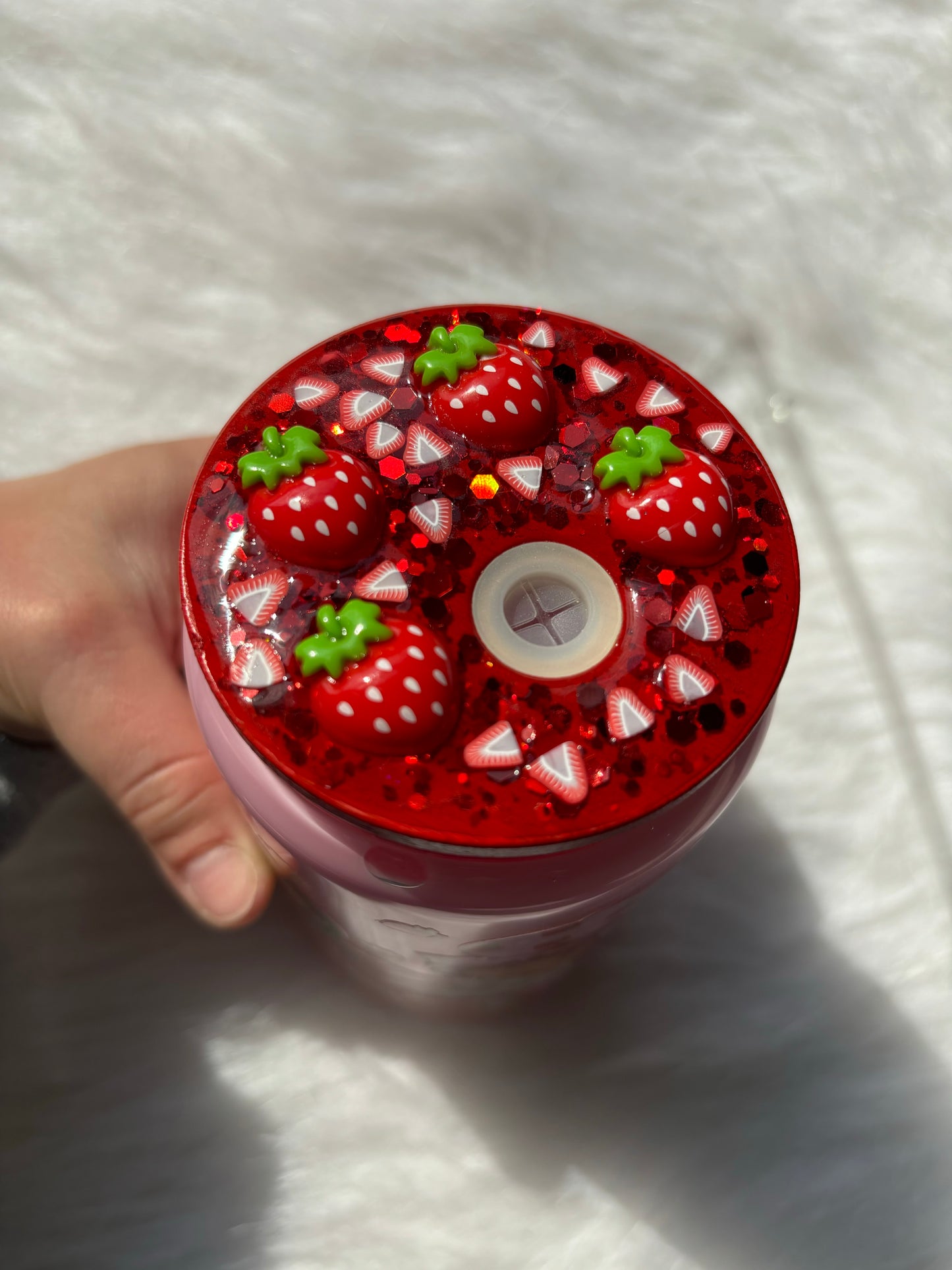 Strawberry Pink Snow Globe Tumbler