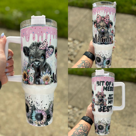 Bit Of A Mess Cow 40oz Tumbler