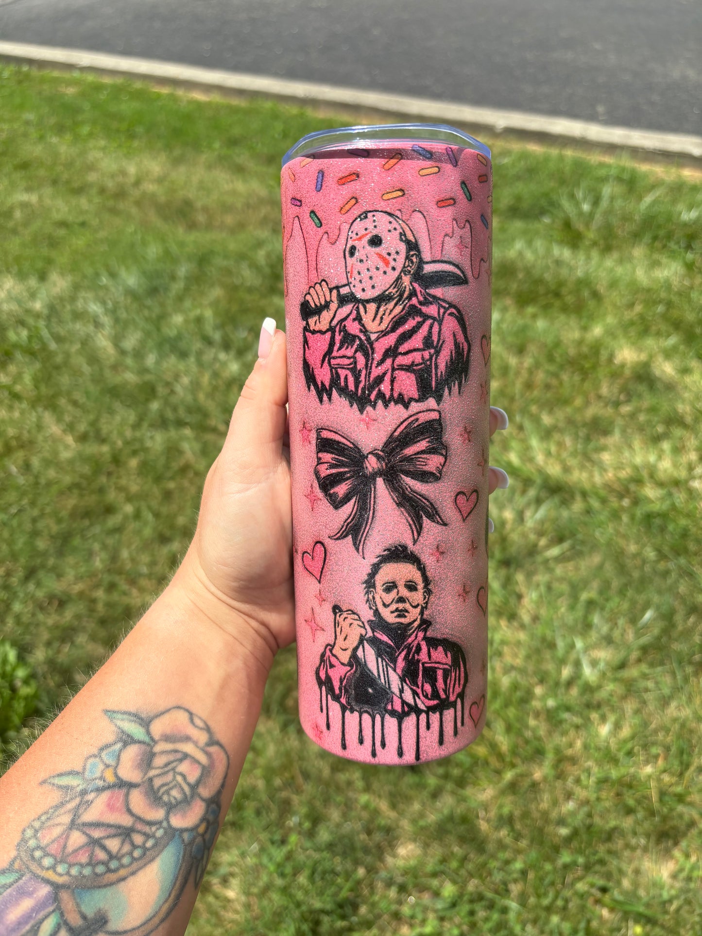 Horror Characters Glitter Tumbler