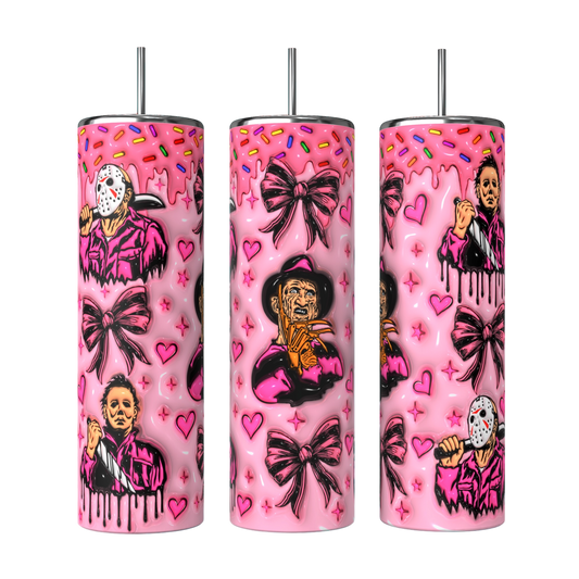 Horror Characters Pink Tumbler