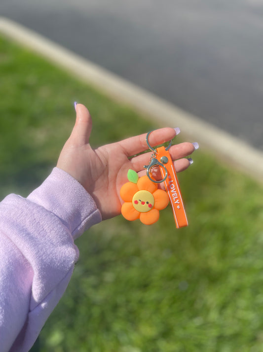 Tangerine Flower Keychain