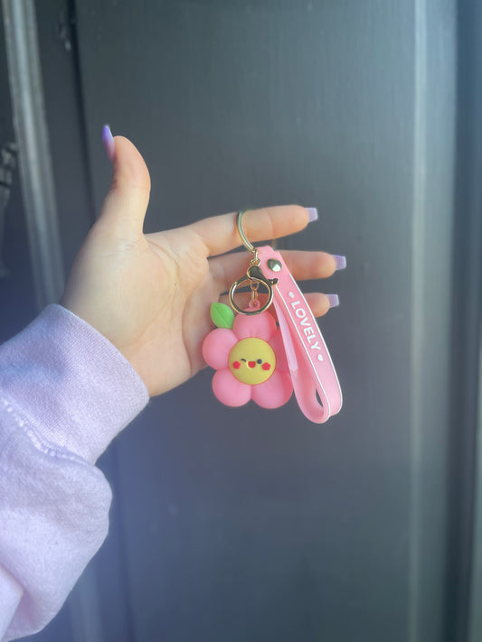 Pink Flower Keychain