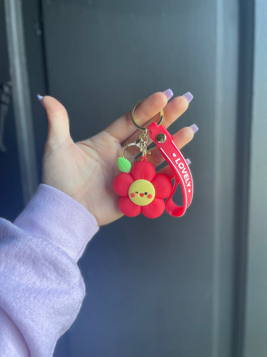 Red Flower Keychain