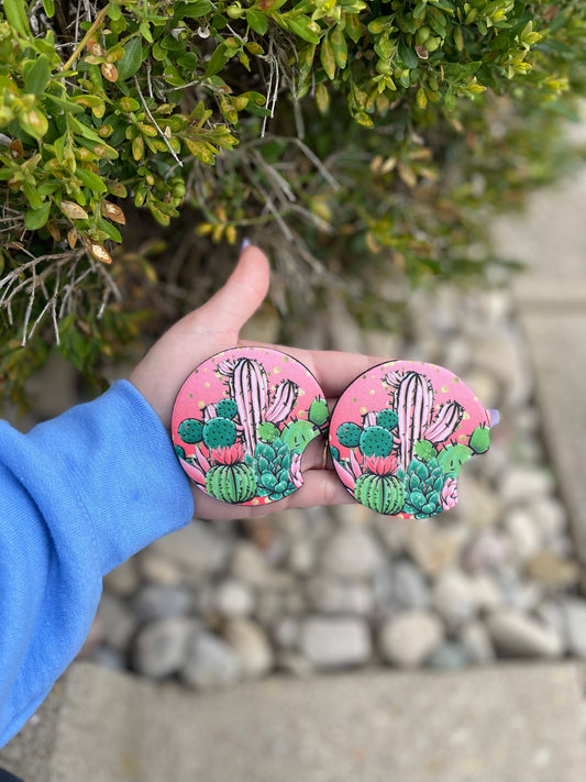 Cactus Pink Car Coasters