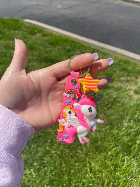 Unicorn Pink Rainbow Keychain
