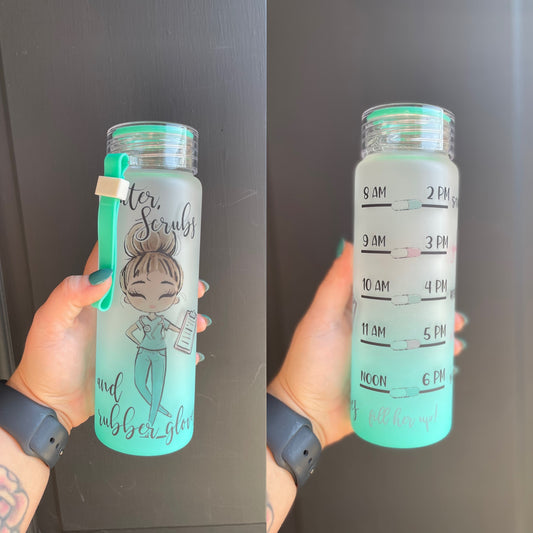 Nurse Fuel Glass Water Bottle