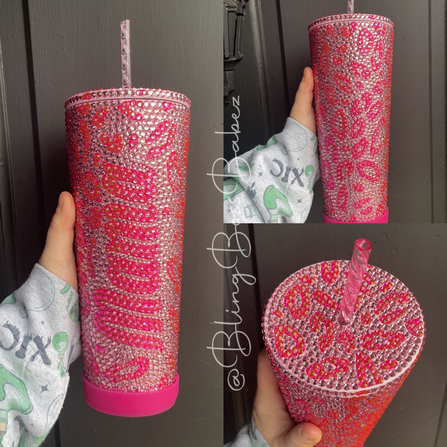 Mama Cheetah Print Rhinestone Tumbler