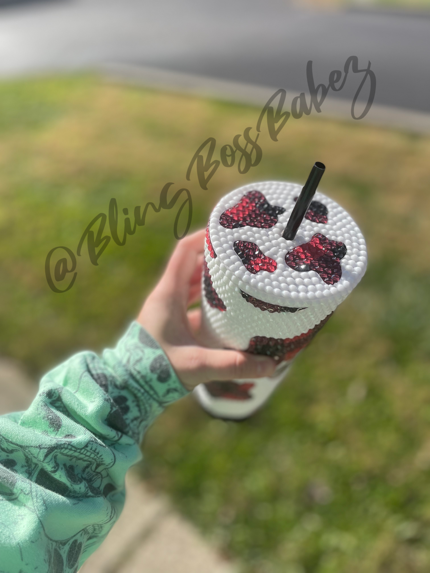 Plaid Bling Cow Tumbler