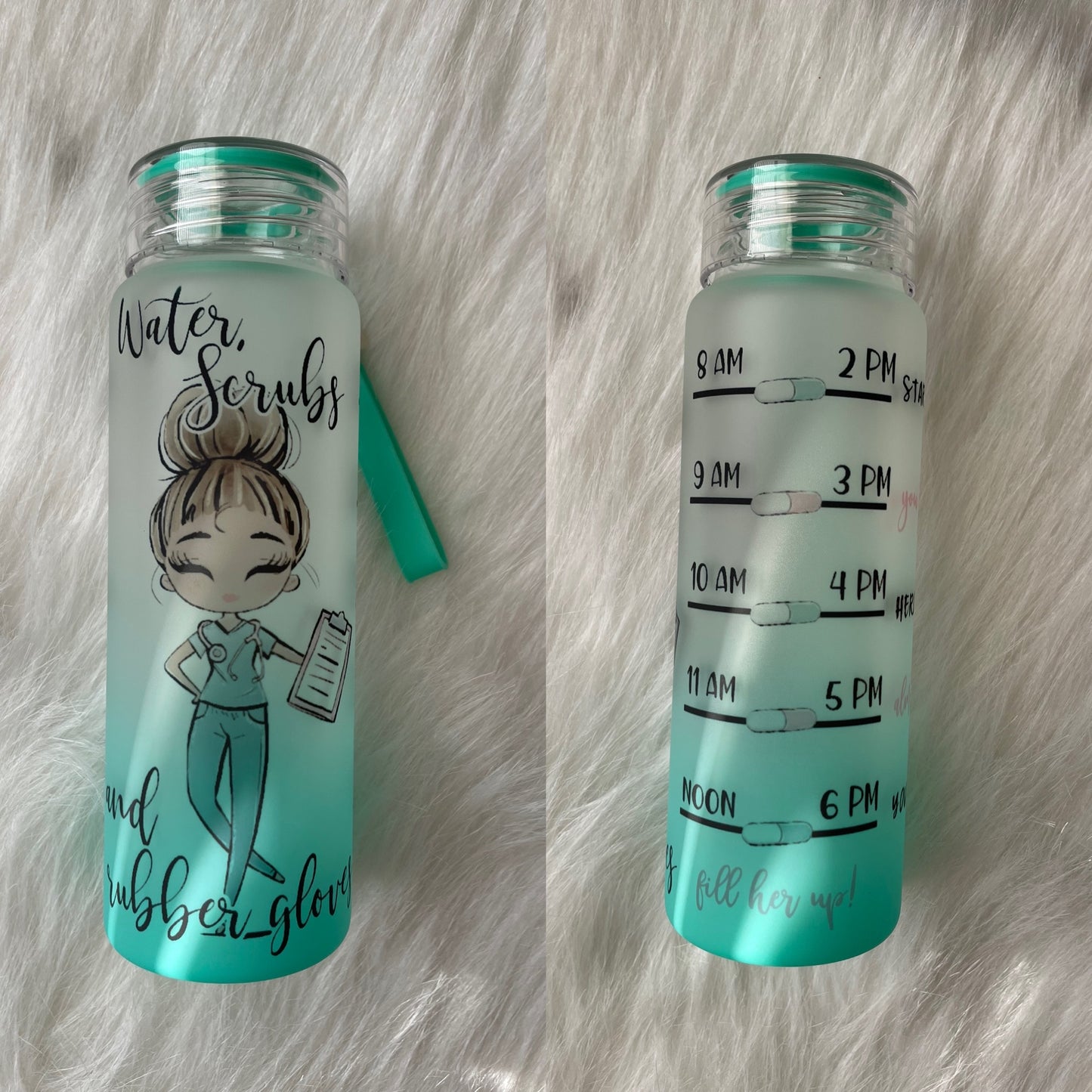 Nurse Fuel Glass Water Bottle